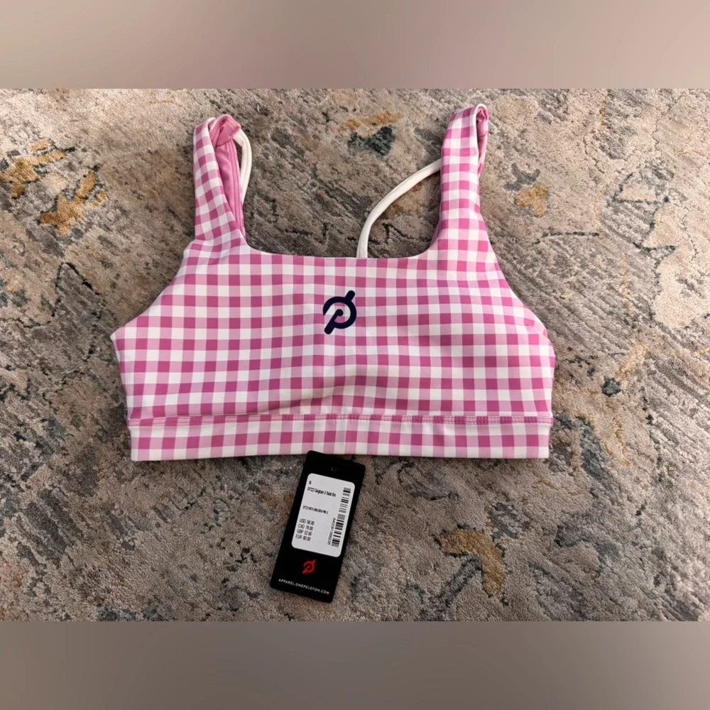 Peloton Pink Checkered Diaper Cover BNWT SIZE S